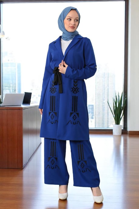 Embroidered Detailed Suit Indigo - Image 3