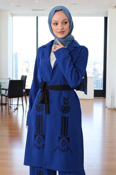 Embroidered Detailed Suit Indigo - Image 5