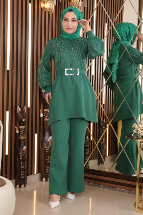 Pearl Stone Detailed Set Emerald - Image 2