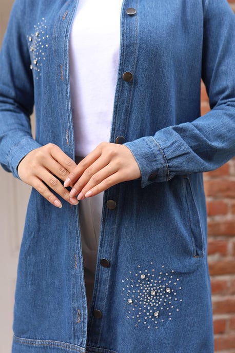 Sten Detailed Denim Skjorta Ljus Denim - Image 4