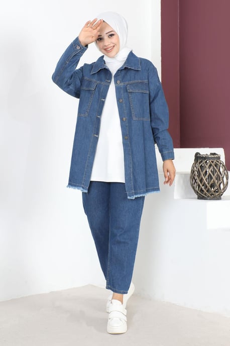 Kwast Detailed Denim Jasje Blauw - Image 3