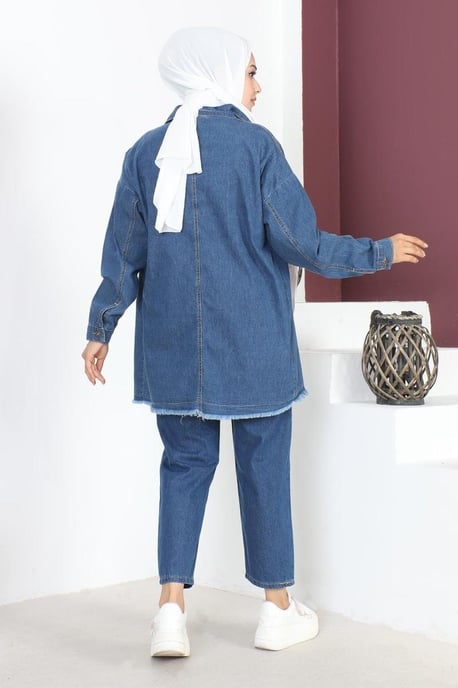 Kwast Detailed Denim Jasje Blauw - Image 4