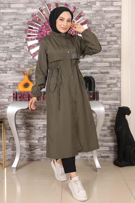 Text Detailed Huva Jacka Khaki - Image 2