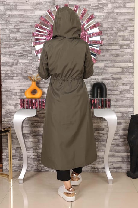 Text Detailed Huva Jacka Khaki - Image 4