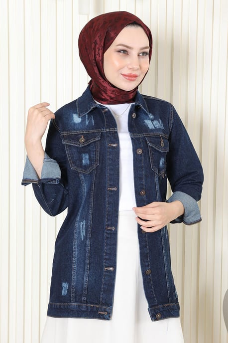 Knäppt Denim Jacka Mörk Denim - Image 1