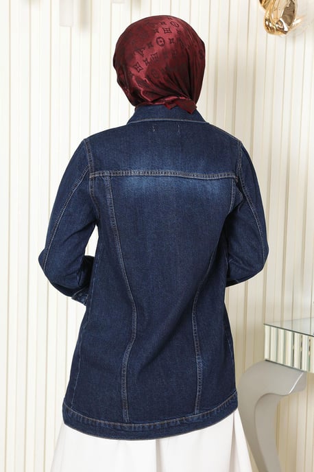 Knäppt Denim Jacka Mörk Denim - Image 3