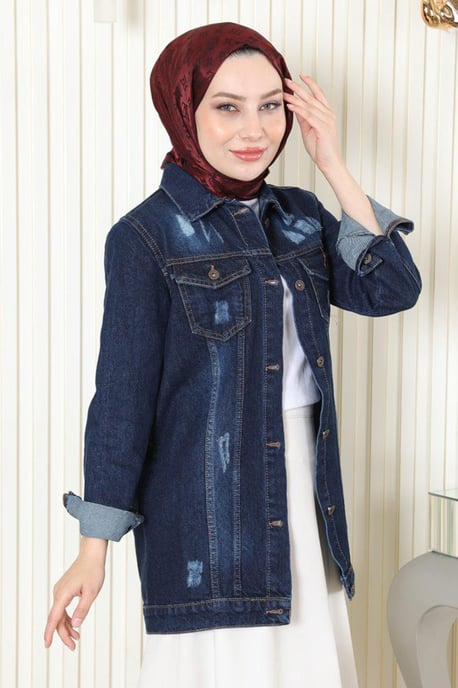 Knäppt Denim Jacka Mörk Denim - Image 4