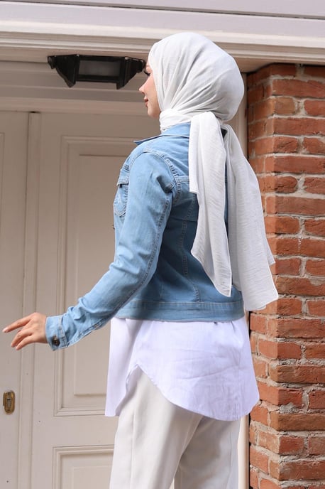 Knäppt Denim Jacka Ljus Denim - Image 3