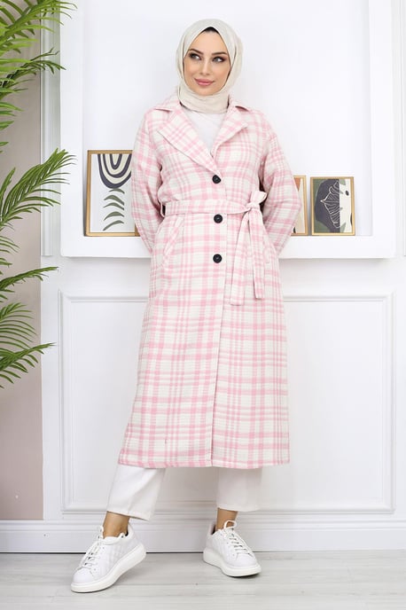 Plaid Chanel Cashmere Coat Pink - Image 2