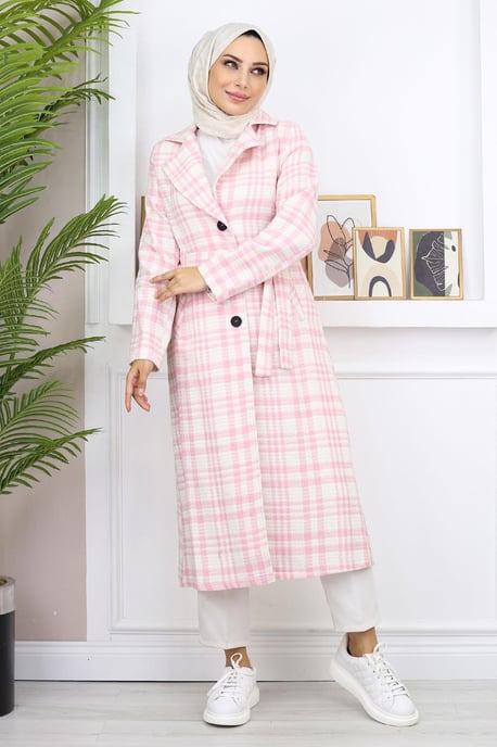 Plaid Chanel Cashmere Coat Pink - Image 3