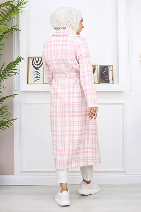 Plaid Chanel Cashmere Coat Pink - Image 4