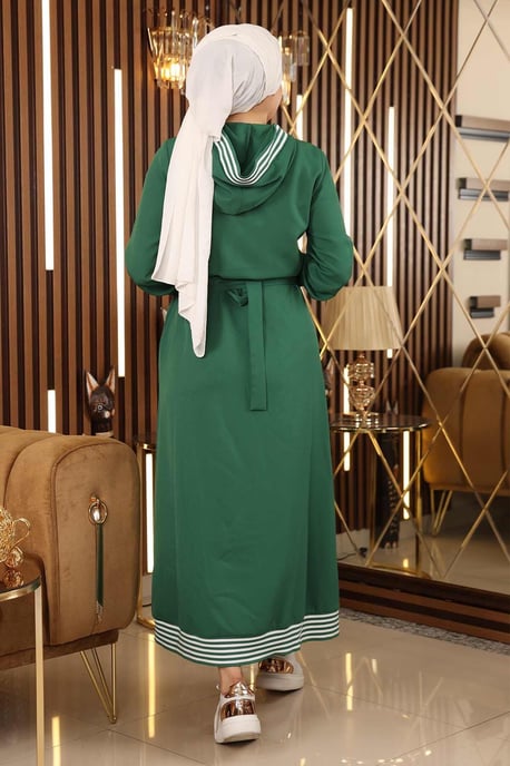 Med blixtlås Huva Abaya Smaragdgrön - Image 4