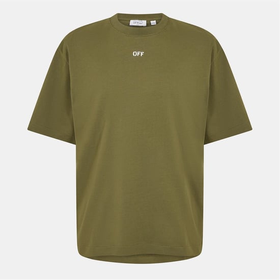 Men's Off White Crew Neck Short Sleeve Skate T-Shirt in Moss/White - Image 1