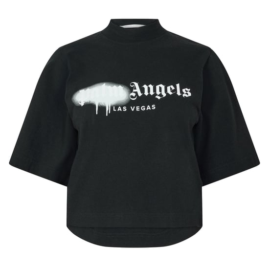 Women's Palm Angels Palm Milano Crop T in Black White - Image 2