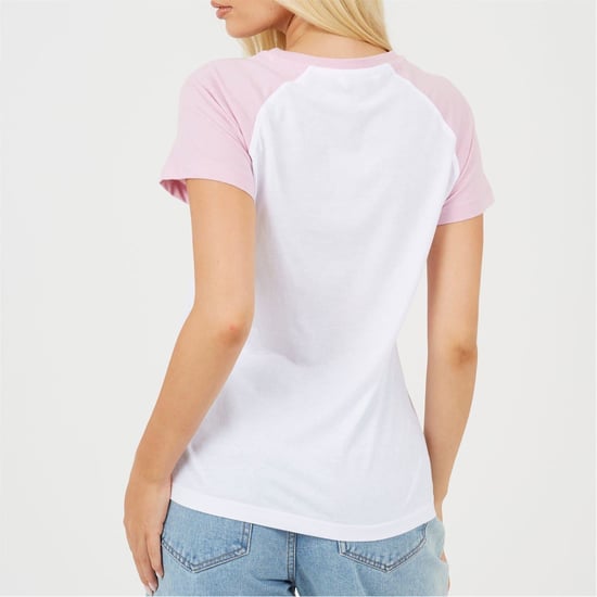 Women's Brave Soul Lettering Graphic Crew Neck Short Sleeve Baseball T-Shirt in White/Lilac - Image 2