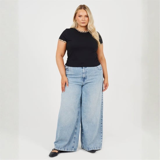 Women's Brave Soul Ps Ss Tee in Black/Leopard - Image 4