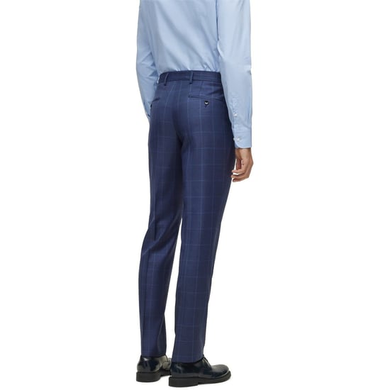 Men's Boss Plaid Patterned Slim Fit Full Suit in Blue - Image 3