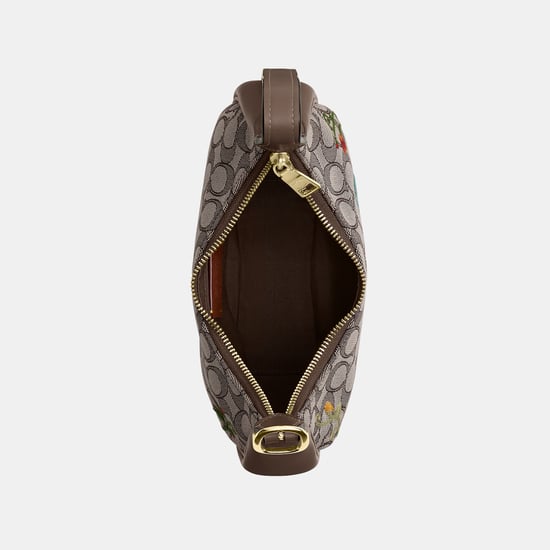 Emily Shoulder Bag In Signature Jacquard With Floral Embroidery - Image 3