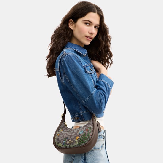 Emily Shoulder Bag In Signature Jacquard With Floral Embroidery - Image 4