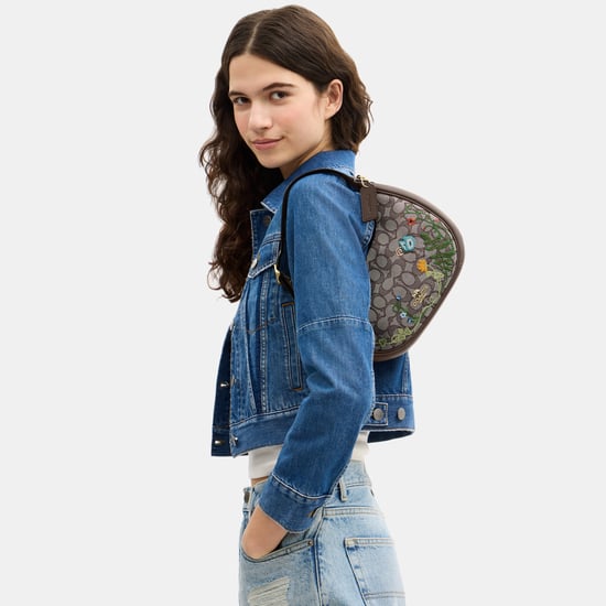 Emily Shoulder Bag In Signature Jacquard With Floral Embroidery - Image 5