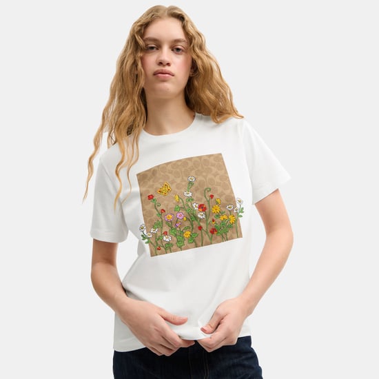 Floral Signature Square Classic T-Shirt In Organic Cotton - Image 4