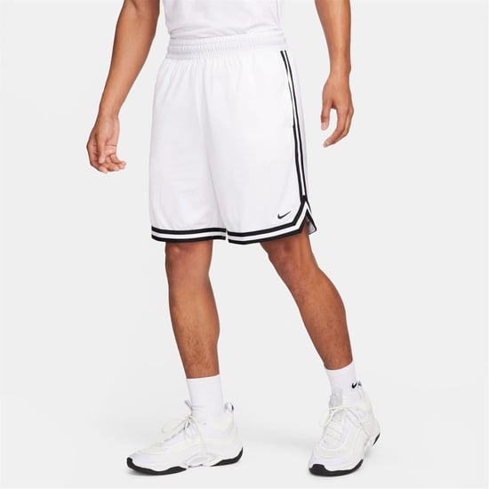 Men's Nike Dna Dri Fit 8 Basketball Shorts in White/Black - Image 3