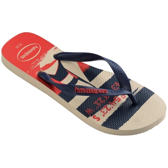 Women's Havaianas Naut Flip Flops with Thong Toe in Beige/Blue/Red - Image 2