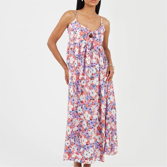 Women's Brave Soul Strappy Spaghetti Strap Sleeveless Maxi Dress in Coral/Purple - Image 1
