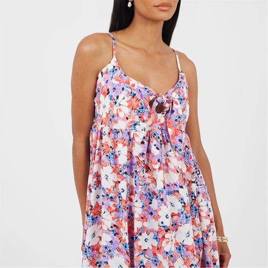 Women's Brave Soul Strappy Spaghetti Strap Sleeveless Maxi Dress in Coral/Purple - Image 3
