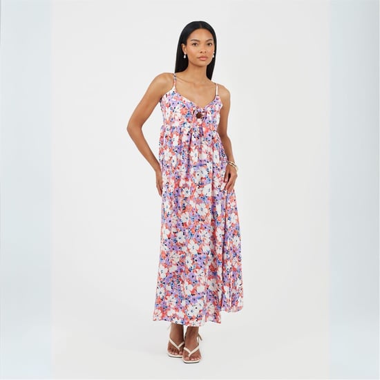 Women's Brave Soul Strappy Spaghetti Strap Sleeveless Maxi Dress in Coral/Purple - Image 4