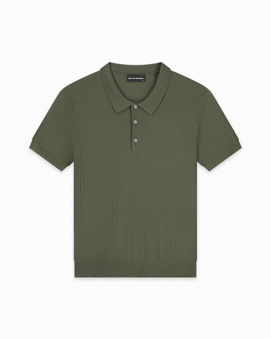 Black Bananas Ribbed Knit Polo, - Image 1
