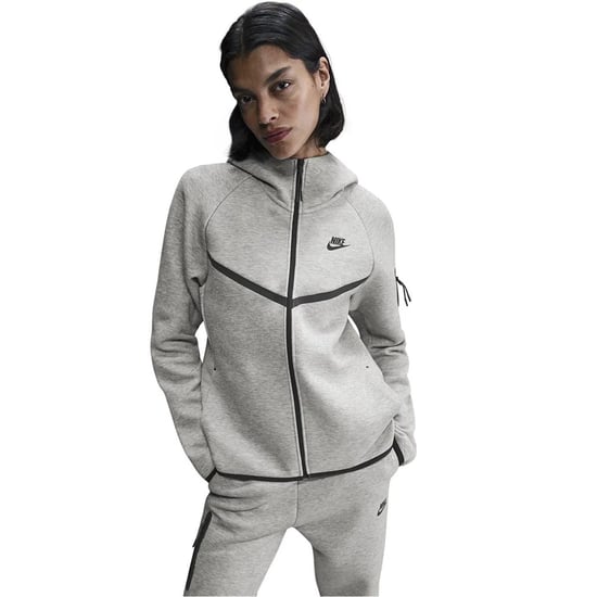 Women's Nike Tech Solid Patterned Hooded Neck Jacket in Grey/Black - Image 1
