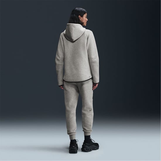 Women's Nike Tech Solid Patterned Hooded Neck Jacket in Grey/Black - Image 4