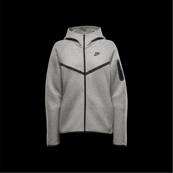 Women's Nike Tech Solid Patterned Hooded Neck Jacket in Grey/Black - Image 6