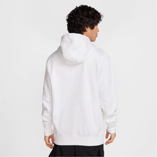 Men's Nike Club Fleece Pullover Hoodie in White/Black - Image 2