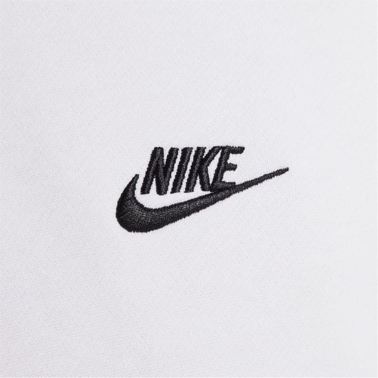 Men's Nike Club Fleece Pullover Hoodie in White/Black - Image 4