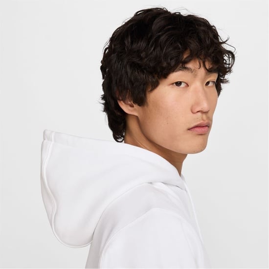Men's Nike Club Fleece Pullover Hoodie in White/Black - Image 6