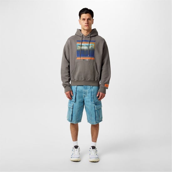Men's Heron Preston Misprinted Hoodie in Grey/Navy - Image 4