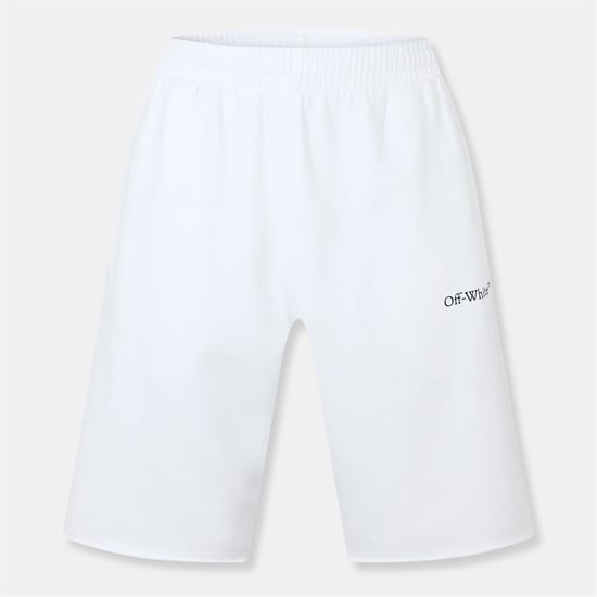 Men's Off White Off Sweat Shorts with Elasticated Waistband in White/Black - Image 1