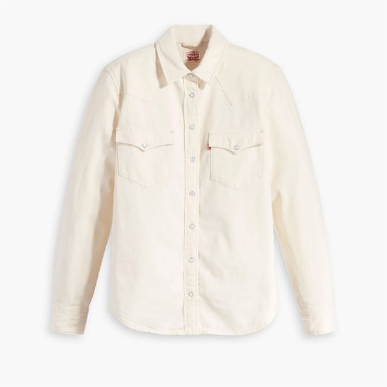Women's Levis Ultimate Western Collared Long Sleeve Shirt in Icy Ecru 4 - Image 1
