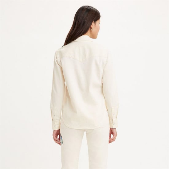 Women's Levis Ultimate Western Collared Long Sleeve Shirt in Icy Ecru 4 - Image 3