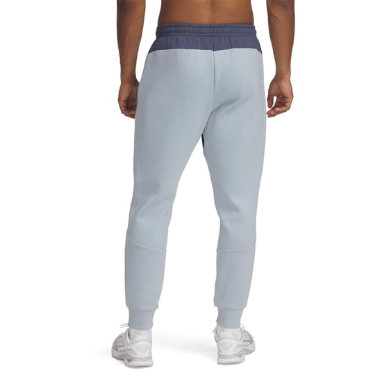 Men's Under Armour Unstoppable Fleece Joggers with Zipped Pocket in Gray/Blue/Black - Image 2