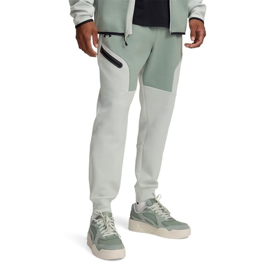 Men's Under Armour Unstoppable Fleece Joggers with Zipped Pocket in Green/Black - Image 1