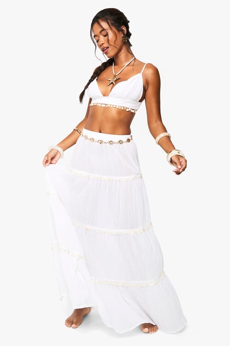Shell Embellished Beach Crop Top - Image 3