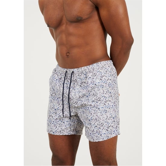 Men's Brave Soul Print Swim Shorts in Grey Multi - Image 4