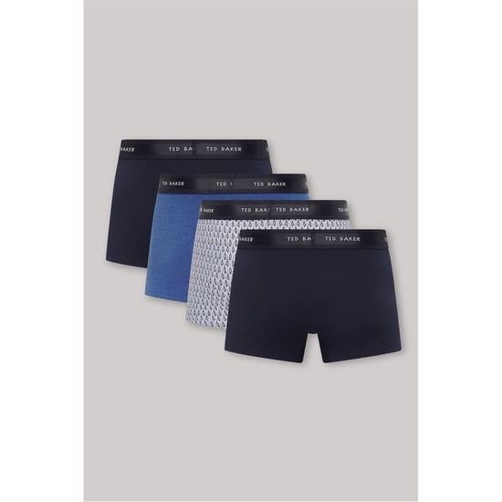 Men's Ted Baker 4 Pack Plain Design Trunk in Navy/Multi - Image 2