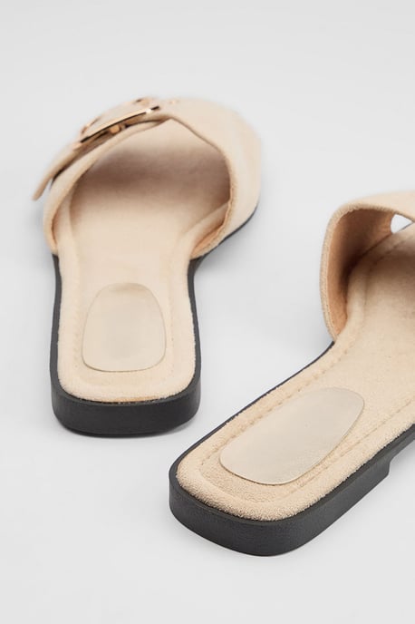 Faith: Freya Faux Suede Buckle Detail Sliders - Image 3