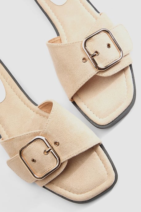 Faith: Freya Faux Suede Buckle Detail Sliders - Image 4