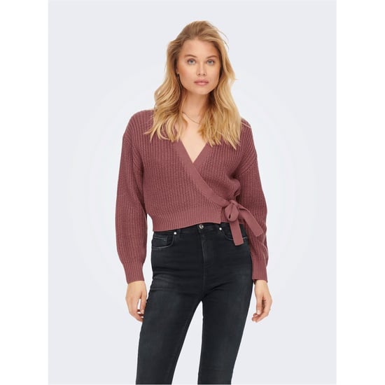 Women's Only Cropped V-Neck Relaxed Fit Sweater in Nostalgia Rose - Image 1