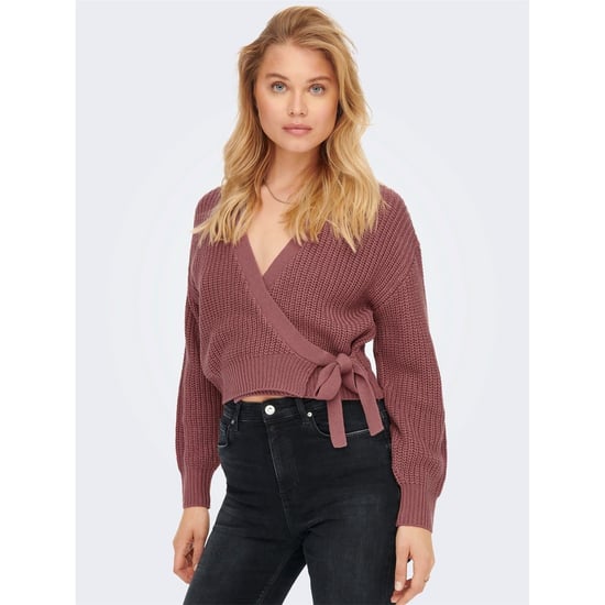 Women's Only Cropped V-Neck Relaxed Fit Sweater in Nostalgia Rose - Image 2